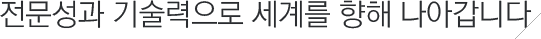 전문성과 기술력으로 세계를 향해 나아갑니다.